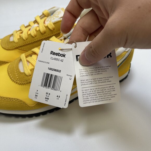 Reebok Classic AZ Women Running Casual Retro Shoes Yellow / Gold Size 7 US New - Picture 4 of 11